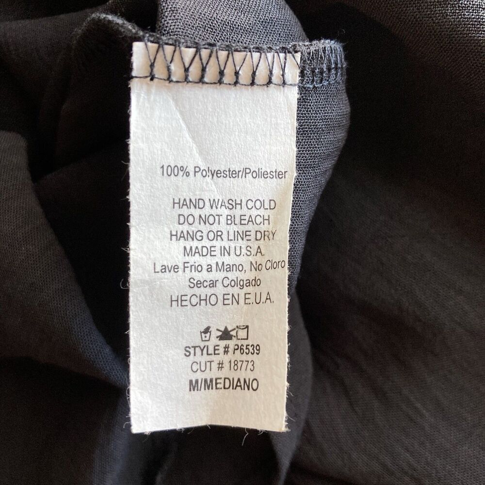 Womens Jumpsuit Strapless Halter Smocked Size M Black Tie Waist Wide Leg Flowy - Picture 11 of 11